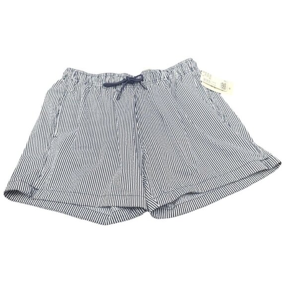 H&M Mens Blue White Striped Mid-Length Swim Shorts Mesh Lining Pockets Sz L NEW - Picture 1 of 14